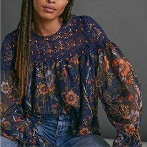 Anthropologie Mynah’s Reynu Taanden Designs Cristy Crochet Top Size Small